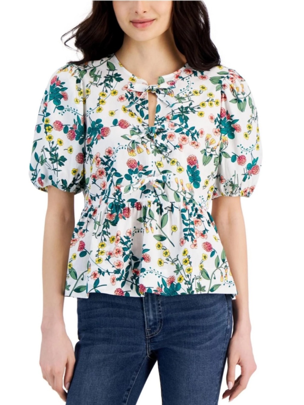 NWOT Nautica Floral Peplum Blouse in size Small